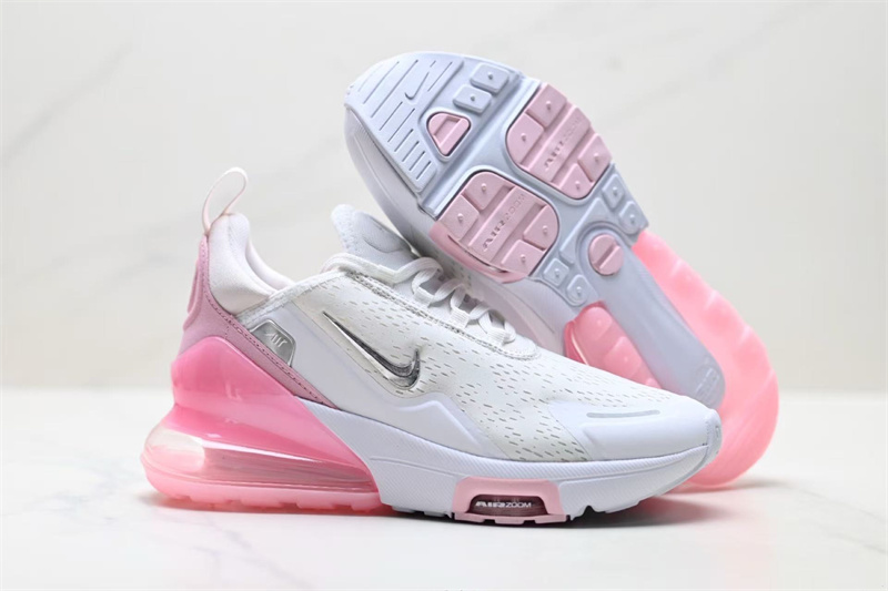 Women's Hot sale Running weapon Air Max 270 White/Pink Shoes 091